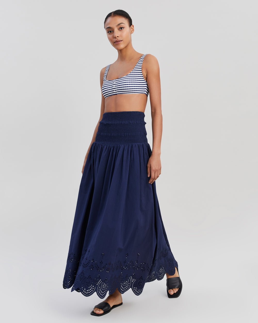 The Eyelet Zaria Skirt - Solid & Striped