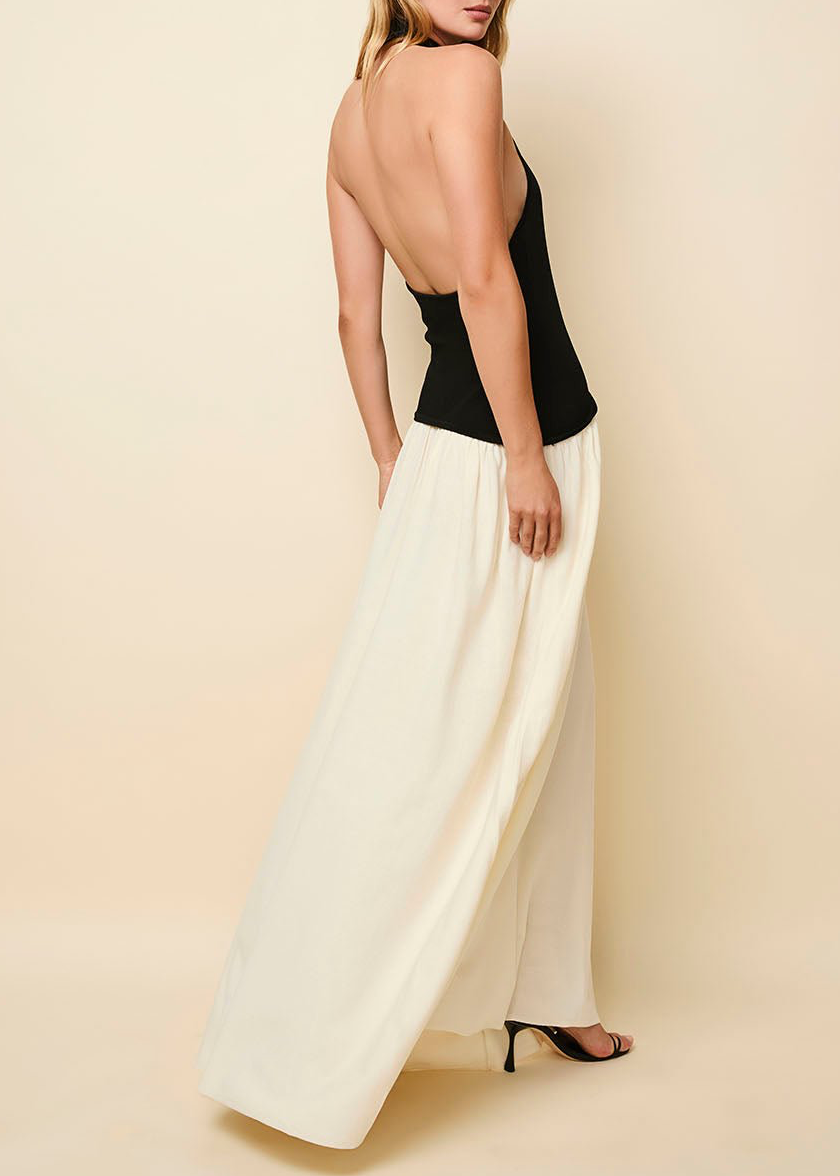Solid & Striped | The Halter Soglio Dress | XL | Ecru / Noir Solid & Striped | The Halter Soglio Dress | XL | Ecru / Noir