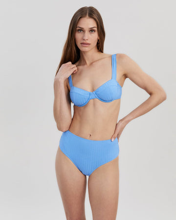 Lilo Ribbed Bikini Top Marina Blue