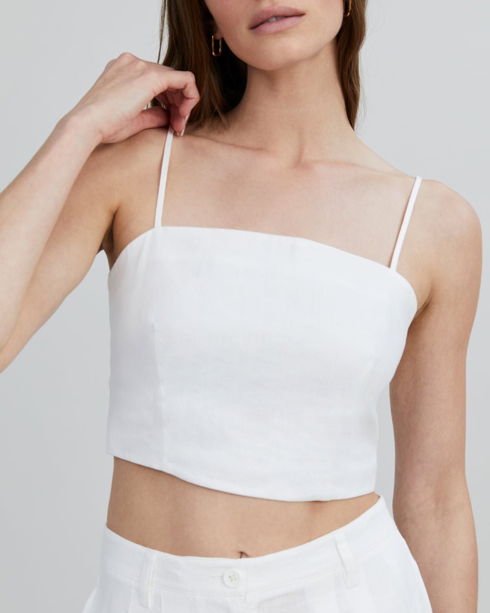 The Loretto Linen Crop Top - Solid & Striped