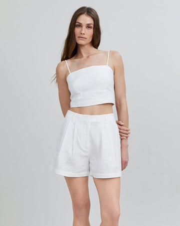 The Loretto Linen Crop Top - Solid & Striped