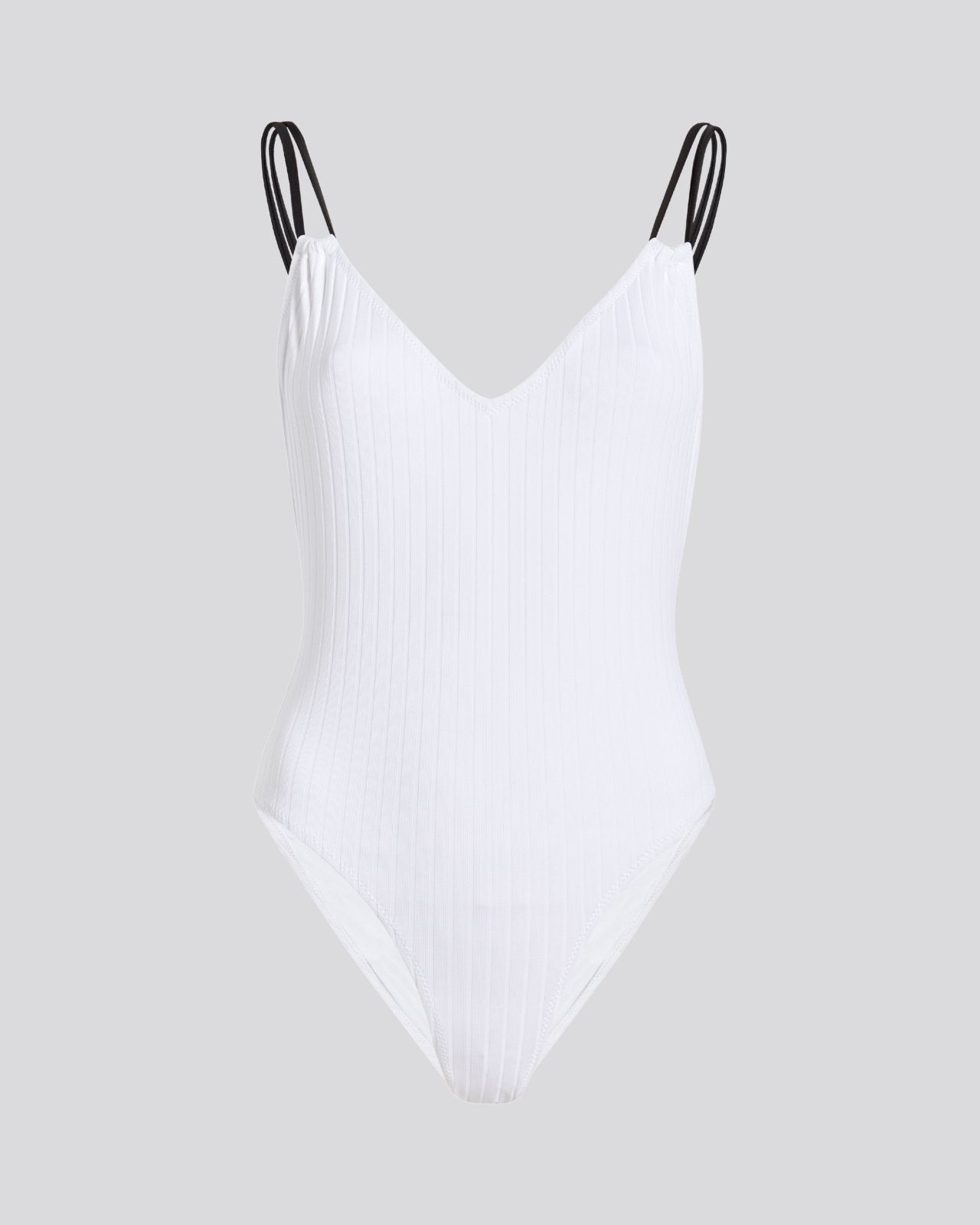 Lynn Ribbed One Piece Optic White / Noir - Solid & Striped