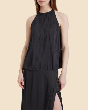 Milly Sleeveless Tie Neck Top Noir