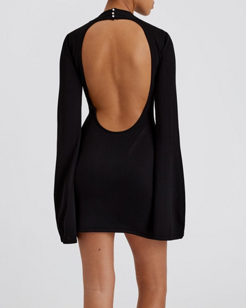 Narcia Knit Openback Mini Dress Noir