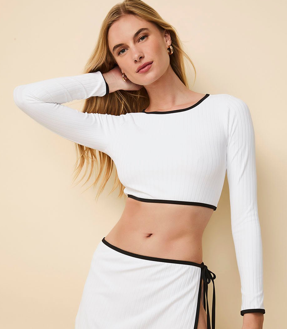 Nola Ribbed Rashguard Optic White / Noir