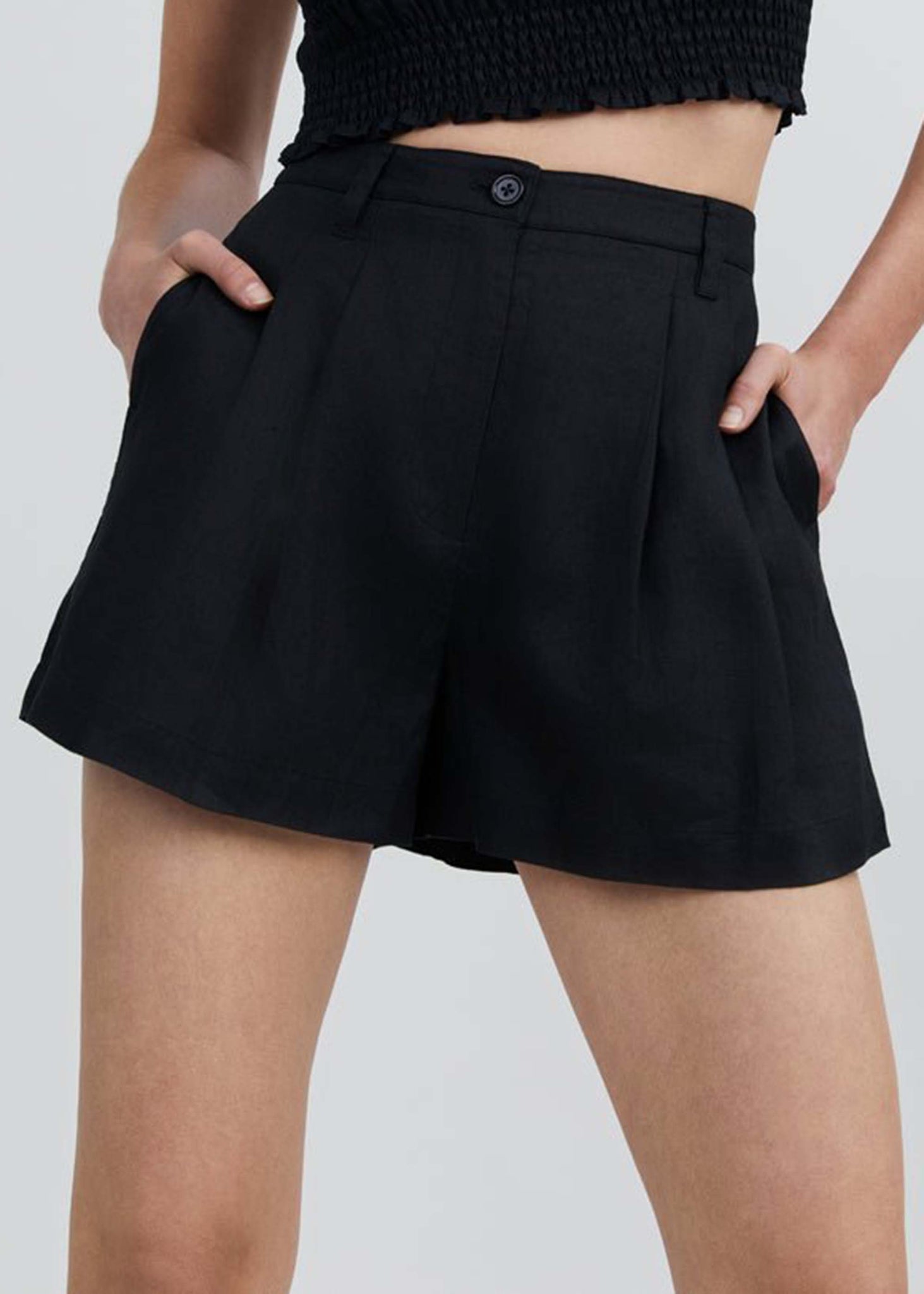Oceane Linen Short Noir