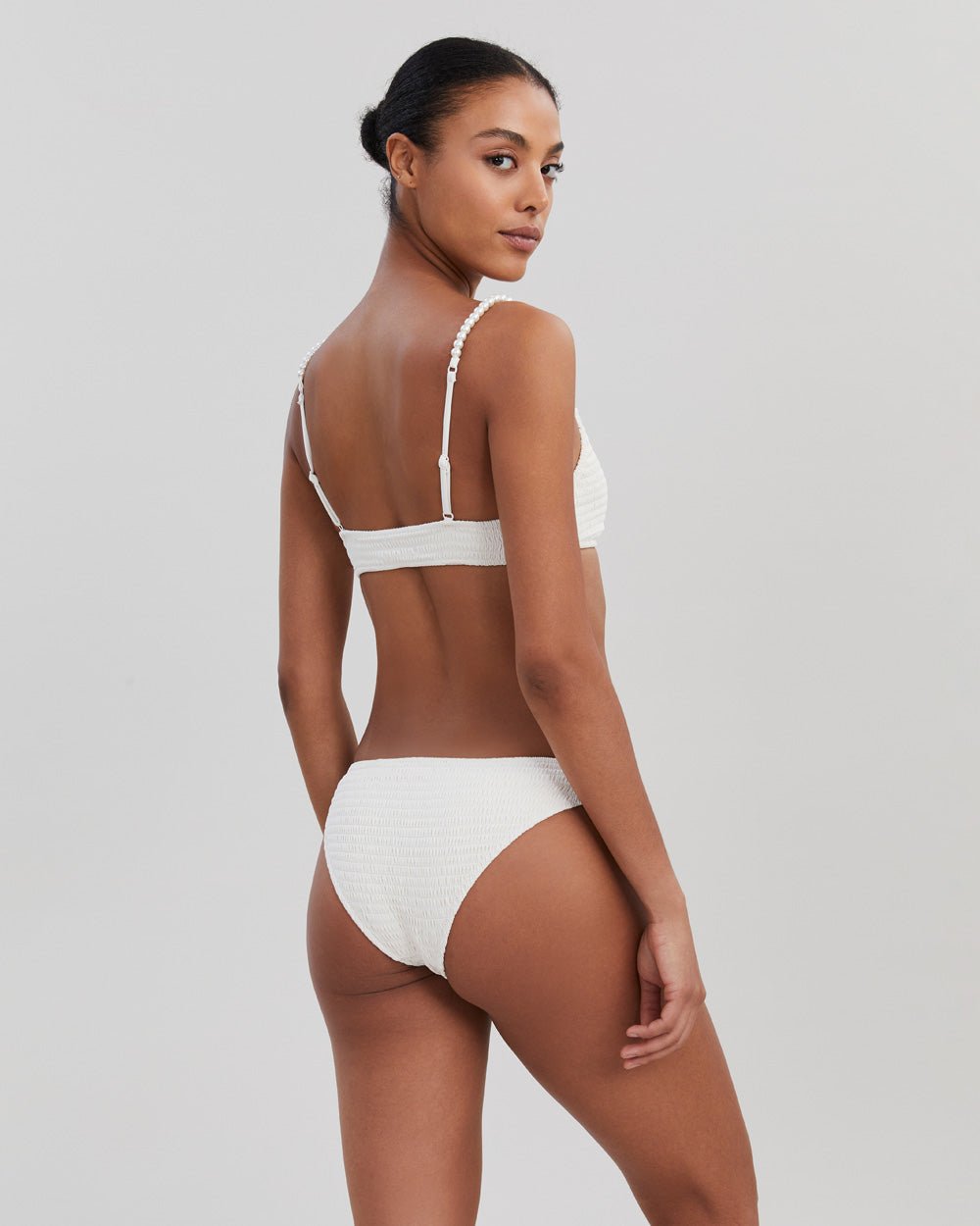smocked bikini top and bottoms