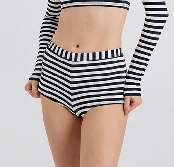 Ribbed Baby Bike Short Noir Optic White Stripe