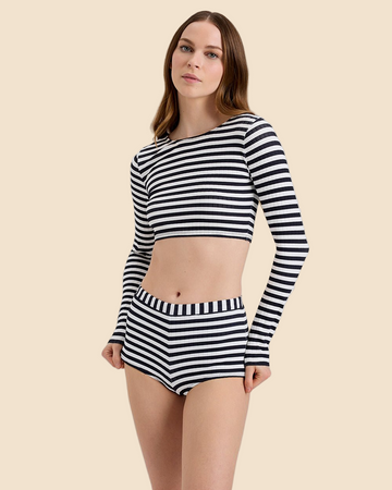 Ribbed Baby Bike Short Noir Optic White Stripe