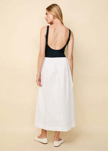 Samantha Scoopback Dress French Navy / Ecru