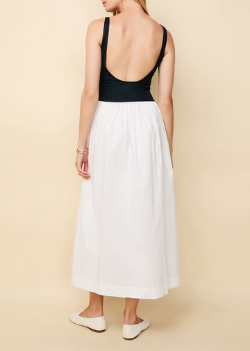 Samantha Scoopback Dress French Navy / Ecru