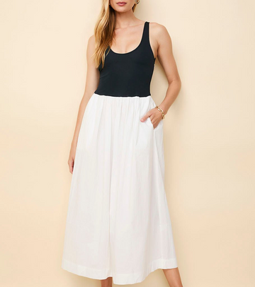 Samantha Scoopback Dress French Navy / Ecru