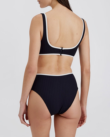 Sarah Ribbed One Piece Noir / Optic White