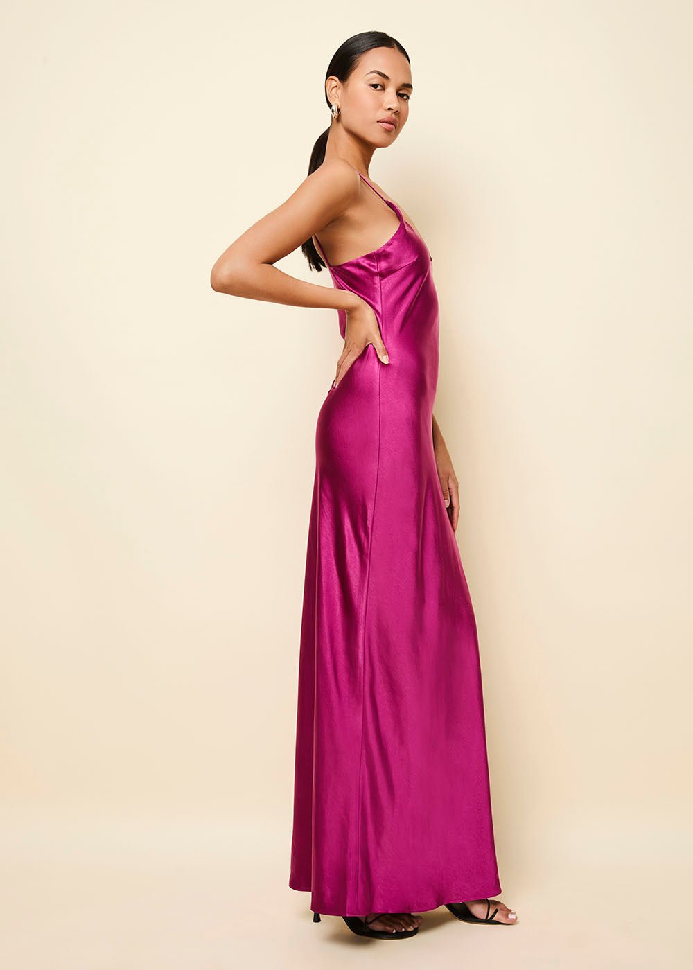 The Selena Satin Dress - Solid & Striped