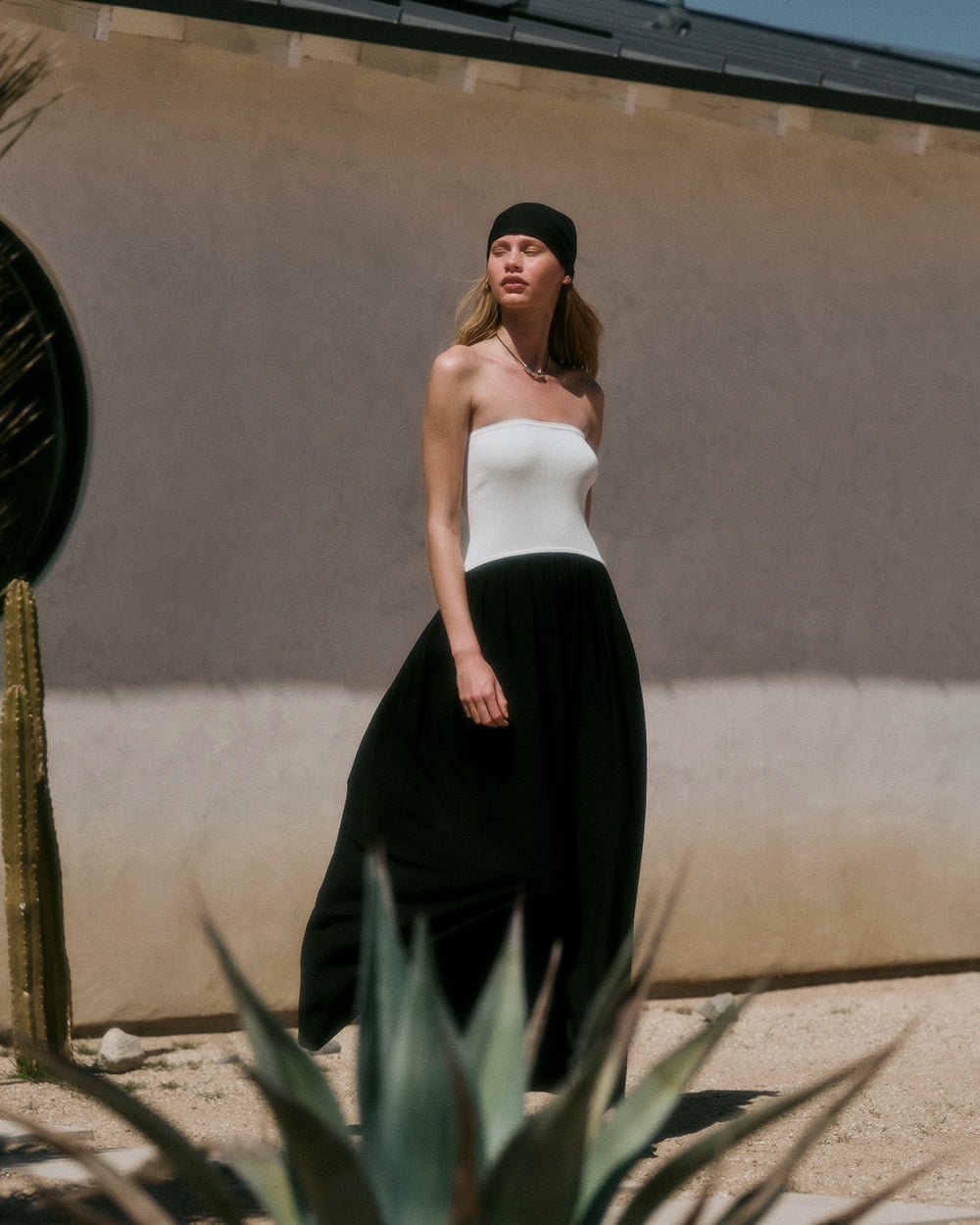 Strapless Soglio Dress Noir / Optic White - Solid & Striped