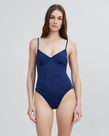 The Taylor Embroidered One Piece - Solid & Striped