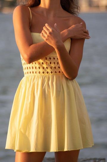 The Amelia Eyelet Mini Dress