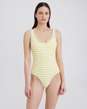 Anne-Marie Ribbed One Piece Lemon Stripe