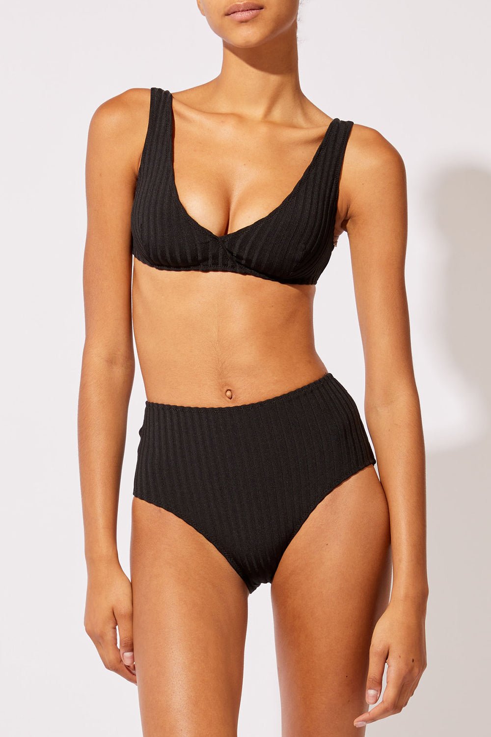 The Beverly Ribbed Bikini Top Blackout