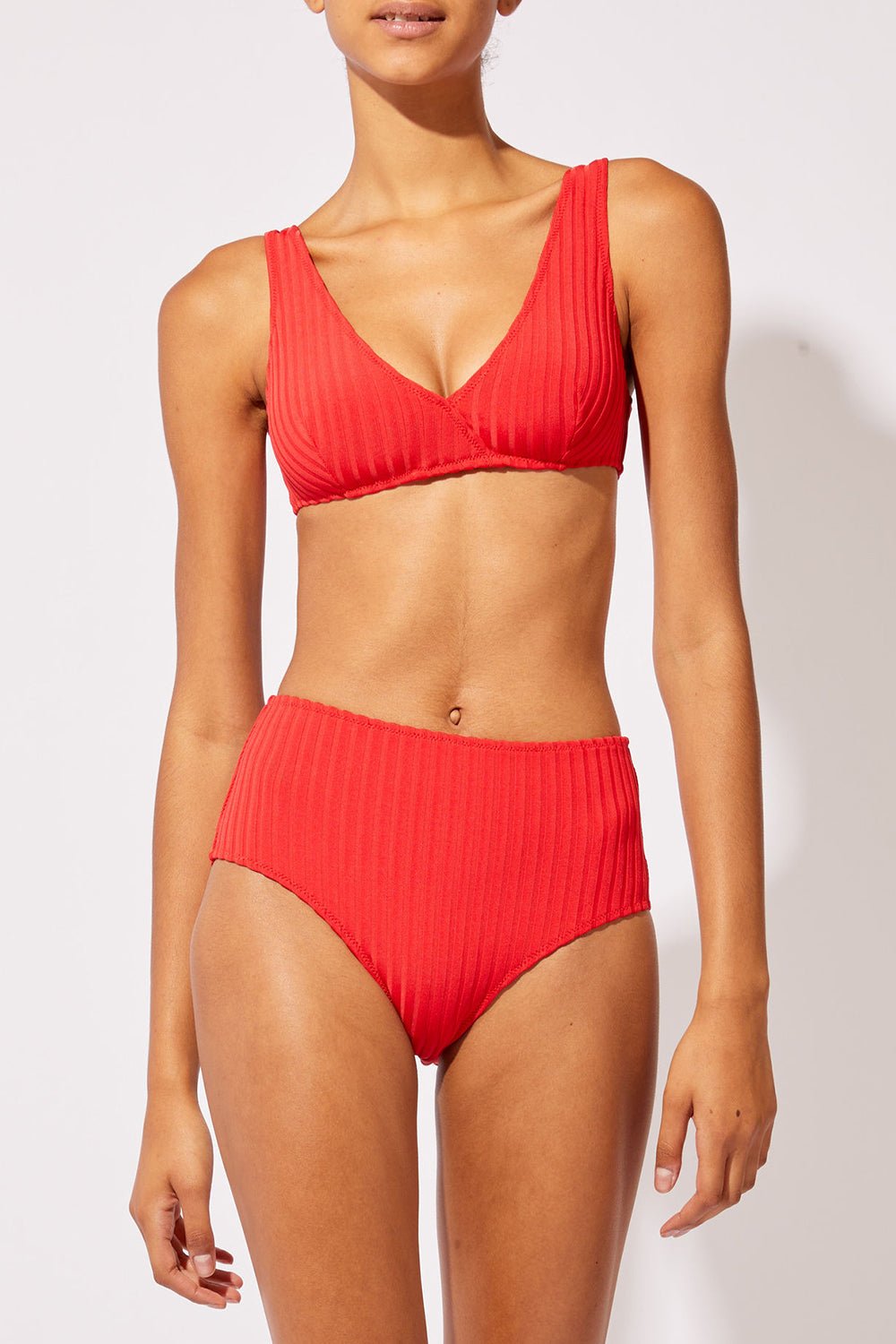 Beverly Ribbed Bikini Top Ruby