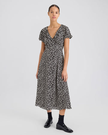 Calais Dress Ditsy Floral Noir