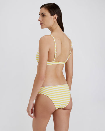 The Daphne Ribbed Bikini Bottom in Lemon Stripe | Solid & Striped