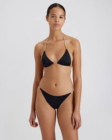 Iris Rhinestone Bikini Top Noir