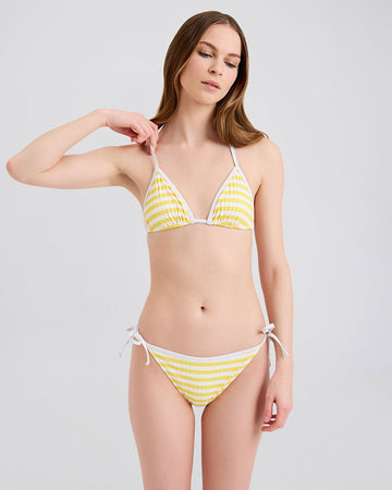Iris Ribbed Bikini Top Lemon Stripe