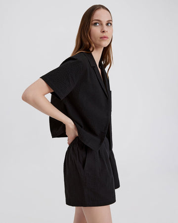 Rois Seersucker Short Noir
