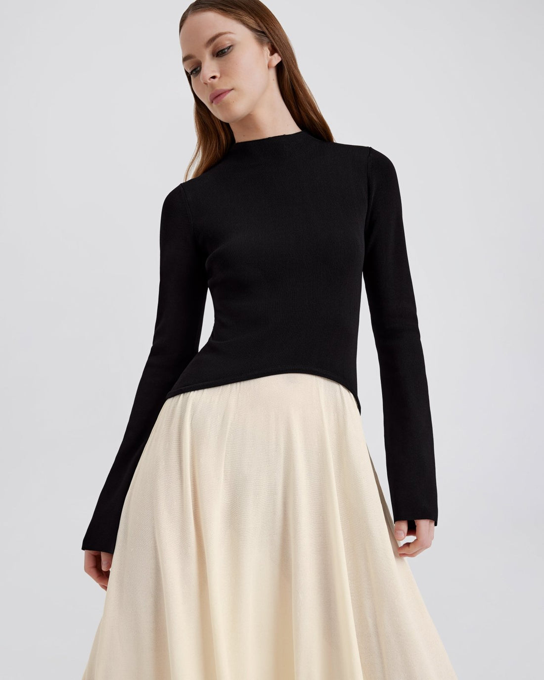 The Soglio Dress in Ecru Solid & Striped