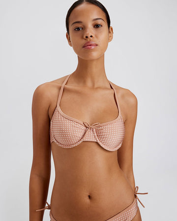Sydney Bikini Top Baby Polkadot Taupe